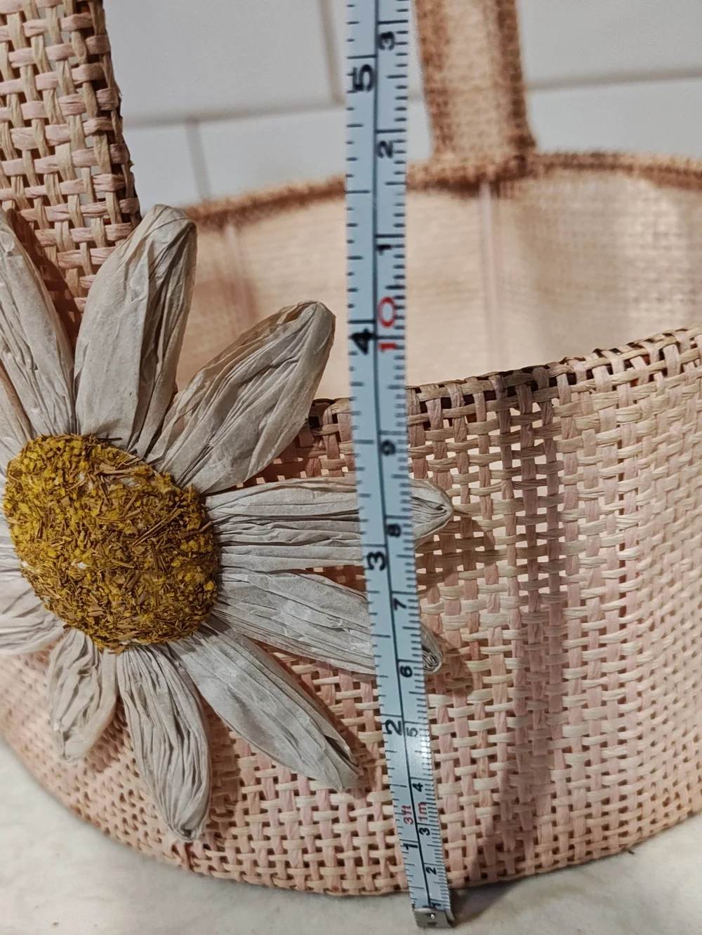 Cottagecore Boho Set of 3 Floral Woven Easter Baskets - Pastel Pink, Mint, Beige